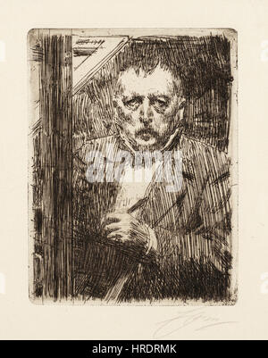 Anders Zorn - Selbstbildnis (Radierung) 1911 Stockfoto