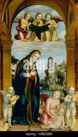 Bernardino Zenale - Madonna, die Anbetung des Kindes mit musizierende Engel - 71.PB.60 - J. Paul Getty Museum Stockfoto