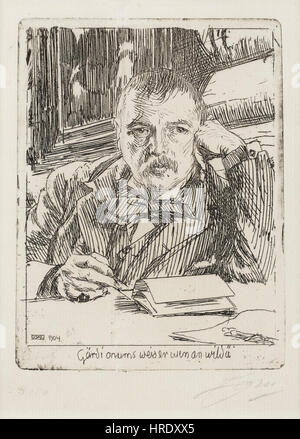 Anders Zorn - Selbstbildnis (Radierung) 1904 (2) Stockfoto