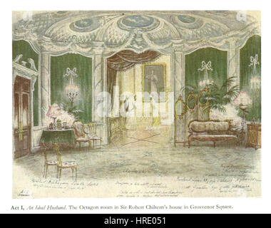 Bühnenbild für An Ideal Husband von Rex Whistler, einem britischen Künstler und Illustrator, der für seine Arbeit im Theater und im Porträtmalerei bekannt ist. Stockfoto