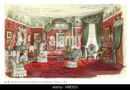 Bühnenbild für An Ideal Husband von Rex Whistler, einem britischen Künstler und Illustrator, der für seine Arbeit im Theater und im Buchdesign bekannt ist. Stockfoto