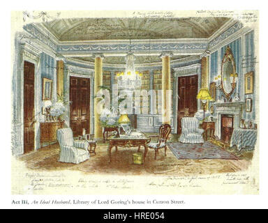 Bühnenbild für An Ideal Husband von Rex Whistler, einem britischen Künstler und Illustrator, der für seine Arbeit im Theater und im Innenarchitektur bekannt ist. Stockfoto