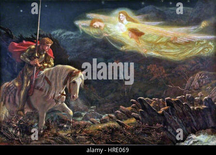 Arthur Hughes - Sir Galahad - der Suche nach dem Heiligen Gral Stockfoto