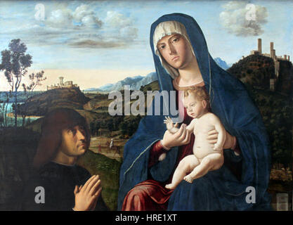 1493 Conegliano Maria Mit Dem Kind Und Einem Stifter anagoria Stockfoto