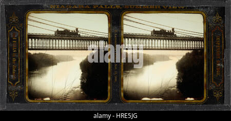 Langenheim Brüder (Friedrich und William Langenheim) - Niagara Falls, Sommer Blick, Hängebrücke und fällt in der Ferne - Google Art Project Stockfoto