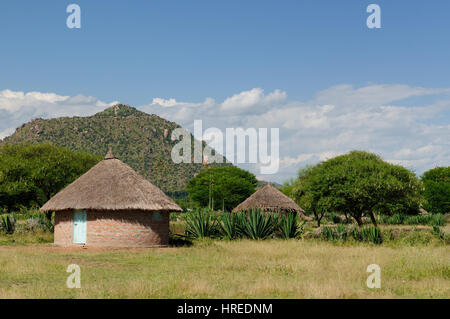 Traditionelle Runde Lehmhaus in Afrika Stockfoto