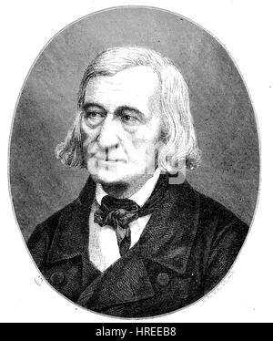 Wilhelm Carl Grimm, war 24. Februar 1786 - 16. Dezember 1859, ein deutscher Schriftsteller, Reproduktion von einem Holzschnitt aus dem 19. Jahrhundert, 1885 Stockfoto