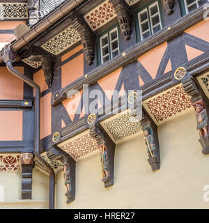 Detail des gotischen Rathauses in Wernigerode Stockfoto