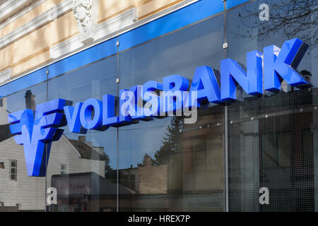 LAA/Thaya, Österreich, FEB. 7., 2018 - Volksbank Gruppe ist einer der größten Verbraucher Banken in Österreich und Zentral- und Osteuropa Stockfoto