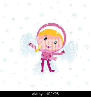 11383449 - süße Winter Eskimo Kind Engel im Schnee machen. Vektor-Cartoon-illustration Stockfoto