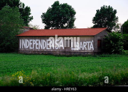 Landschaft Venetiens, Schriften, pries die Abspaltung des Veneto aus der italienischen Republik. Stockfoto