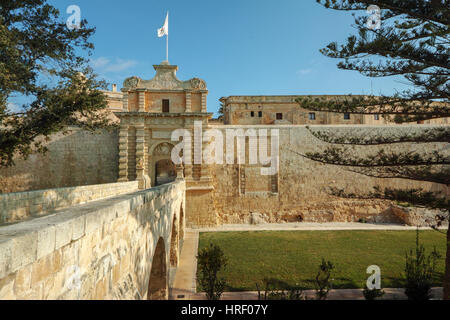 Mdina Stadttore. Alte Festung Malta Stockfoto