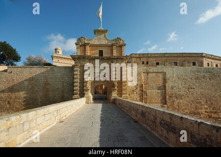 Mdina Stadttore. Alte Festung Malta Stockfoto