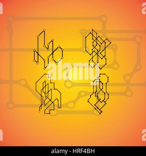 Satz von 4 mechanische Systeme, Vektor-technische Zeichnung mit geometrischen teilen Mechanismus. Futuristische Industrieprojekt kann in Web-Design und als Hintergrundbild verwendet werden Stock Vektor