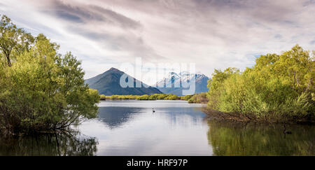 Glenorchy Lagune am hinteren Berge, Glenorchy, in Queenstown, Southland, Neuseeland Stockfoto