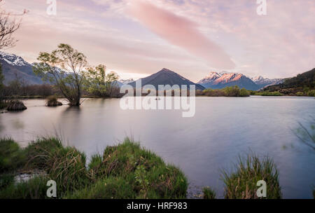 Glenorchy Lagune am hinteren Berge, Glenorchy, in Queenstown, Southland, Neuseeland Stockfoto
