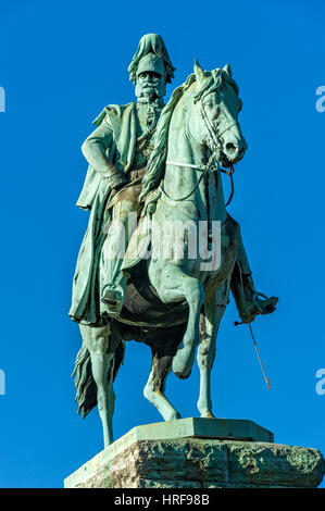 Reiterstandbild, Denkmal Kaiser Wilhelm i. der Hohenzollernbrücke, Köln, Nordrhein-Westfalen, Deutschland Stockfoto