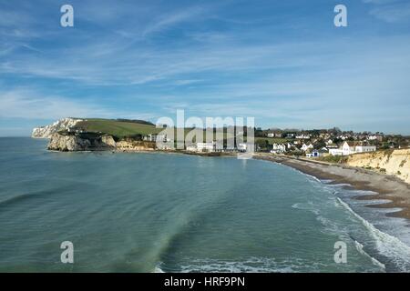 Freshwater Bay mit Blick auf Tennyson Down, Isle Of Wight Stockfoto