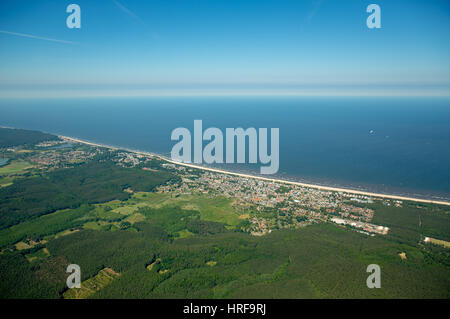 Seebad Ahlbeck mit Strand, Heringsdorf, Insel Usedom, Ostsee, Mecklenburg-Western Pomerania, Deutschland Stockfoto