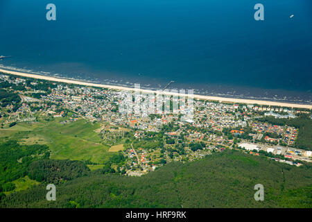 Seebad Ahlbeck mit Strand, Heringsdorf, Insel Usedom, Ostsee, Mecklenburg-Western Pomerania, Deutschland Stockfoto