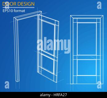 Design und Herstellung von Türen. Vektor Stock Vektor