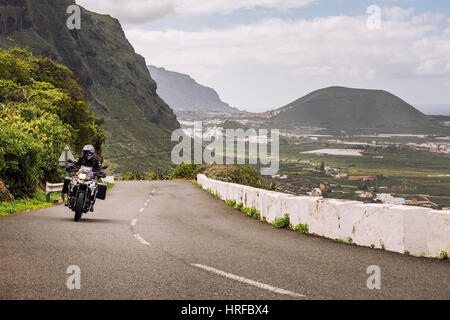 Motorrad-Tour Reiten auf Teneriffa Straßen, Kanarische Inseln, Spanien Stockfoto