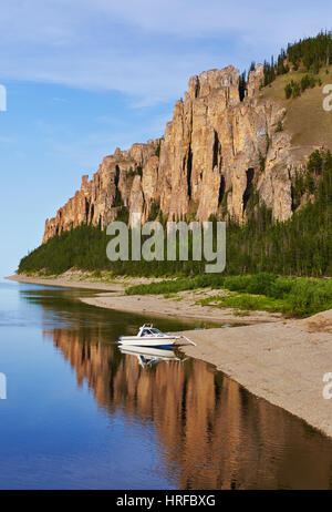 Lena-Säulen-Nationalpark, Blick vom Fluss Lena, nationales Erbe Russlands platziert in der Republik Sacha, Sibirien Stockfoto