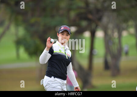 CHONBURI - 26 Februar: Moriya Jutanugarn von Thaialnd in Honda LPGA Thailand 2017 im Siam Country Club, Pattaya Old Course am 26. Februar 2017 in Ch Stockfoto
