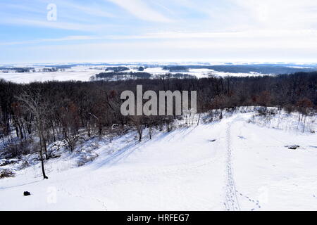 Eine Landschaftsansicht der Pilot Knob State Park und sehen so weit das Auge sehen. Stockfoto