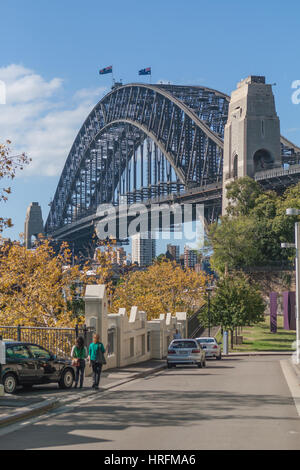 Sydney Harbour Bridge, New-South.Wales, Australien im Geschäftsviertel der Innenstadt von Sydney ist das ikonische Bild. Den Spitznamen "The Kleiderbügel" von den Einheimischen Stockfoto