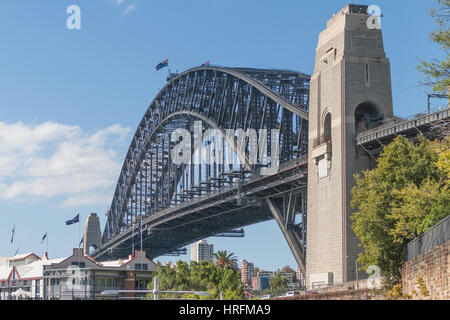 Sydney Harbour Bridge, New-South.Wales, Australien im Geschäftsviertel der Innenstadt von Sydney ist das ikonische Bild. Den Spitznamen "The Kleiderbügel" von den Einheimischen Stockfoto