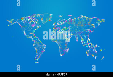 Erde-Multi Farbe polygonalen Weltkarte Stockfoto