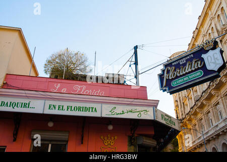 Havanna, Kuba - 11. Dezember 2016: Die historische Fisch-Restaurant und Cocktailbar "El Florida! in Havanna (La Habana Vieja) Kuba. Die Bar ist bekannt für i Stockfoto