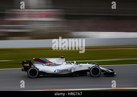 Montmelo, Spanien. 28. Februar 2017. Lance Stroll (Williams), während am zweiten Formel-1-Winter-Testfahrten am Circuit de Barcelona am 28. Februar 2017 in Montmelo, Spanien. Foto: S.Lau | Verwendung Weltweit Credit: Dpa/Alamy Live-Nachrichten Stockfoto