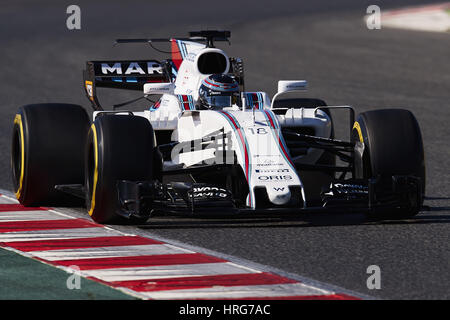 Montmelo, Spanien. 1. März 2017. Lance Stroll (Williams), während der Tag drei des Formel-1-Winter-Testfahrten am Circuit de Barcelona am 1. März 2017 in Montmelo, Spanien. Foto: S.Lau | Verwendung Weltweit Credit: Dpa/Alamy Live-Nachrichten Stockfoto