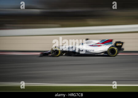 Barcelona, Katalonien, Spanien. 1. März 2017. LANCE spazieren (CAN) fährt in seinem Williams Mercedes FW40 planmäßig tagsüber 3 Formel1 Tests am Circuit de Catalunya Credit: Matthias Oesterle/ZUMA Draht/Alamy Live News Stockfoto