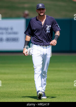 Joker Marchant Stadium. 1. März 2017. Florida, USA - Detroit Tigers dritte Baseman Nick Castellanos (9) bei Publix Field im Joker Marchant Stadium. Del Mecum/CSM/Alamy Live-Nachrichten Stockfoto