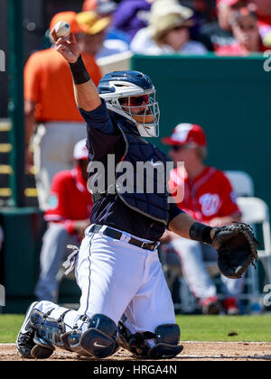 Joker Marchant Stadium. 1. März 2017. Florida, USA - Detroit Tigers Catcher Alex Avila (31) bei Publix Field im Joker Marchant Stadium. Del Mecum/CSM/Alamy Live-Nachrichten Stockfoto