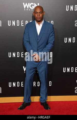 Westwood, Kalifornien, USA. 28. Februar 2017. 28. Februar 2017 - Westwood, Kalifornien - Bokeem Woodbine. WGN America '' u '' Staffel 2 Premiere.held im Westwood Village. Bildnachweis: AdMedia Credit: AdMedia/ZUMA Draht/Alamy Live-Nachrichten Stockfoto