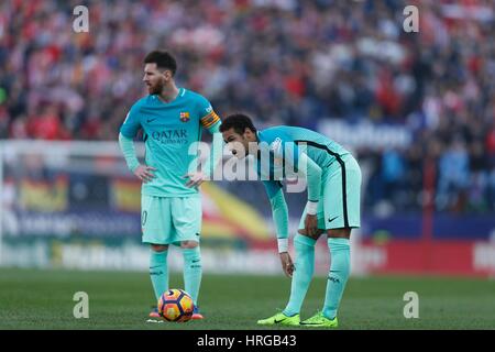 Madrid, Spanien. 26. Februar 2017. Fußball/Fußball Neymar (Barcelona): Spanisch "La Liga Santander" match zwischen Atletico de Madrid 1-2 FC Barcelona im Vicente Calderon Stadion in Madrid, Spanien. Bildnachweis: Mutsu Kawamori/AFLO/Alamy Live-Nachrichten Stockfoto