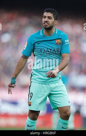 Madrid, Spanien. 26. Februar 2017. Luis Suarez (Barcelona) Fußball: Spanisch "La Liga Santander" match zwischen Atletico de Madrid 1-2 FC Barcelona im Vicente Calderon Stadion in Madrid, Spanien. Bildnachweis: Mutsu Kawamori/AFLO/Alamy Live-Nachrichten Stockfoto