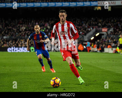 Barcelona, Spanien. 1. März 2017. Eine Aktion von Burgui. La Liga Santander Spieltag 25 Spiel zwischen CCIB und Sporting de Gijon. Camp Nou, Barcelona, Spanien. 1. März 2017. Bildnachweis: VWPics/Alamy Live-Nachrichten Stockfoto