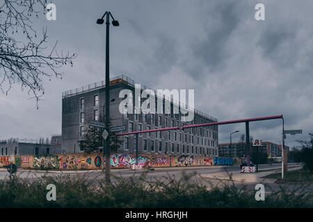 Berlin, Deutschland. 28. Februar 2017. Ein Flüchtling-Unterkunft an der Albert-Kuntz-Straße im Bezirk Berlin-Hellersdorf, 28. Februar 2017 in Berlin, Deutschland-Foto: picture-Alliance/Robert Schlesinger | weltweite Nutzung/Dpa/Alamy Live-Nachrichten Stockfoto