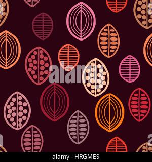 Nahtlose Blumenmuster mit primitiven Blättern. Stammes-ethnischen Hintergrund, würzige Rot-Töne. Textil-Design. Stock Vektor