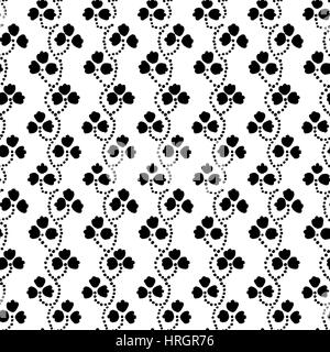 Nahtlose Blumenmuster, handgemachte russischen folk-Motiv mit Klee in schwarz und weiß. Textildruck. Stock Vektor