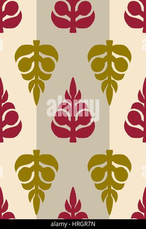 Nahtloses Muster Vektor, gedruckte Blumenkarte, handgemachte russischen Motiv Ornament in braun und grün auf abgespeckte Beige Hintergrund zu blockieren. Textil-pr Stock Vektor