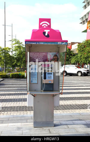 Telstra öffentlicher Münzfernsprecher in Melbourne Victoria Australien Stockfoto