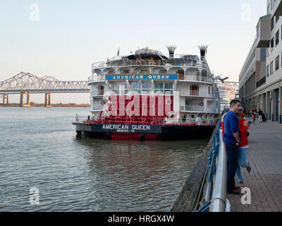 American Queen Riverboat New Orleans Riverwalk Stockfoto