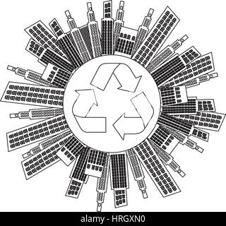 Abbildung Stadt mit Build und Hilfe Umwelt-Symbol Stock Vektor