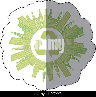 Farbe-Stadt mit Build und Hilfe Umwelt-Symbol Stock Vektor